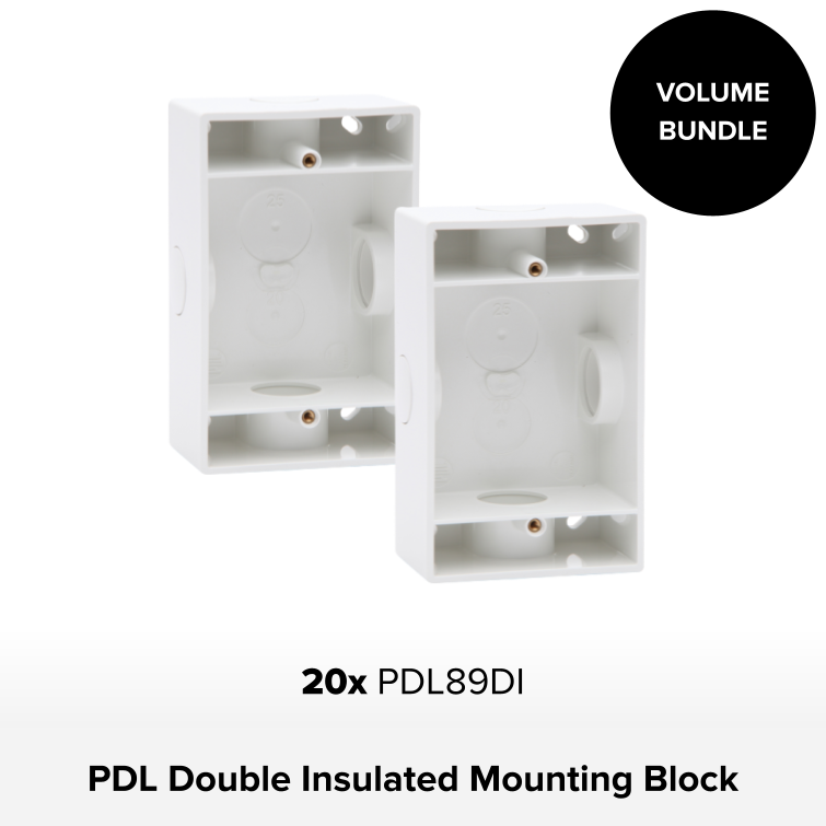 Bundle - 20 x PDL Universal Mounting Block Double Insulated